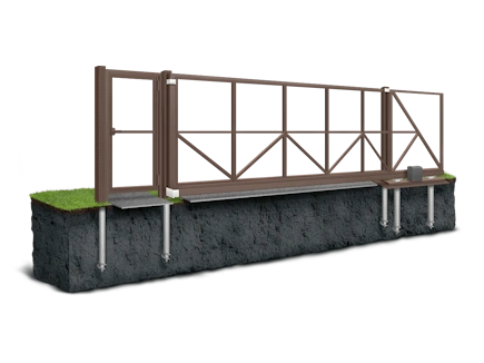 Откатные ворота на винтовых сваях